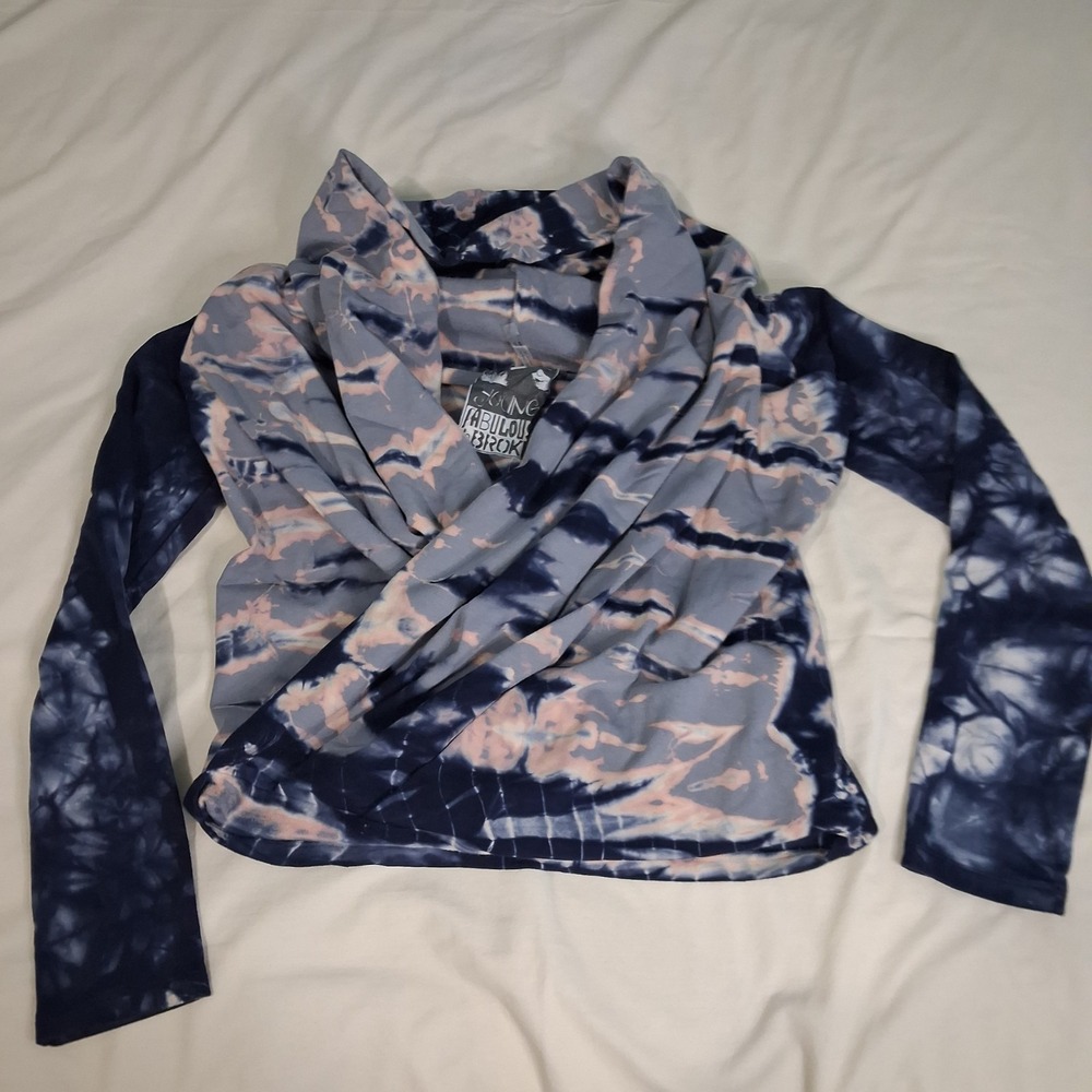 Young Fabulous & Broke Womens Medium Top Tie Dye Wrap Sweatshirt Comfort Stretch - Picture 10 of 10
